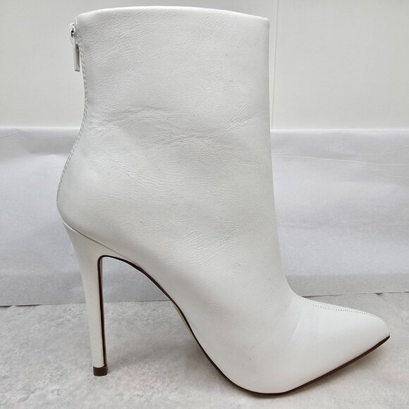 JustFab Women’s White Pointed Toe Ankle Boots Size 8 Stiletto Heel Zip Back NWB - Picture 2 of 10